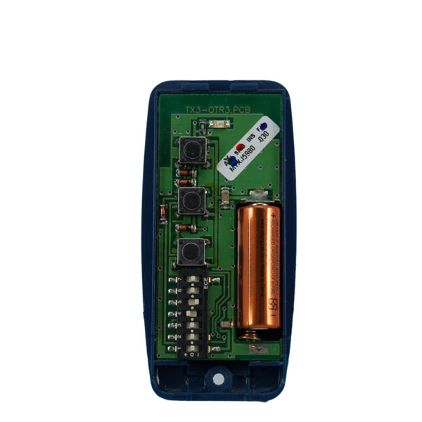 QTron 868mhz blue and blue 3 button remote transmitter